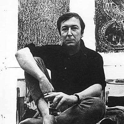 Black and white photograph of Jasper Johns