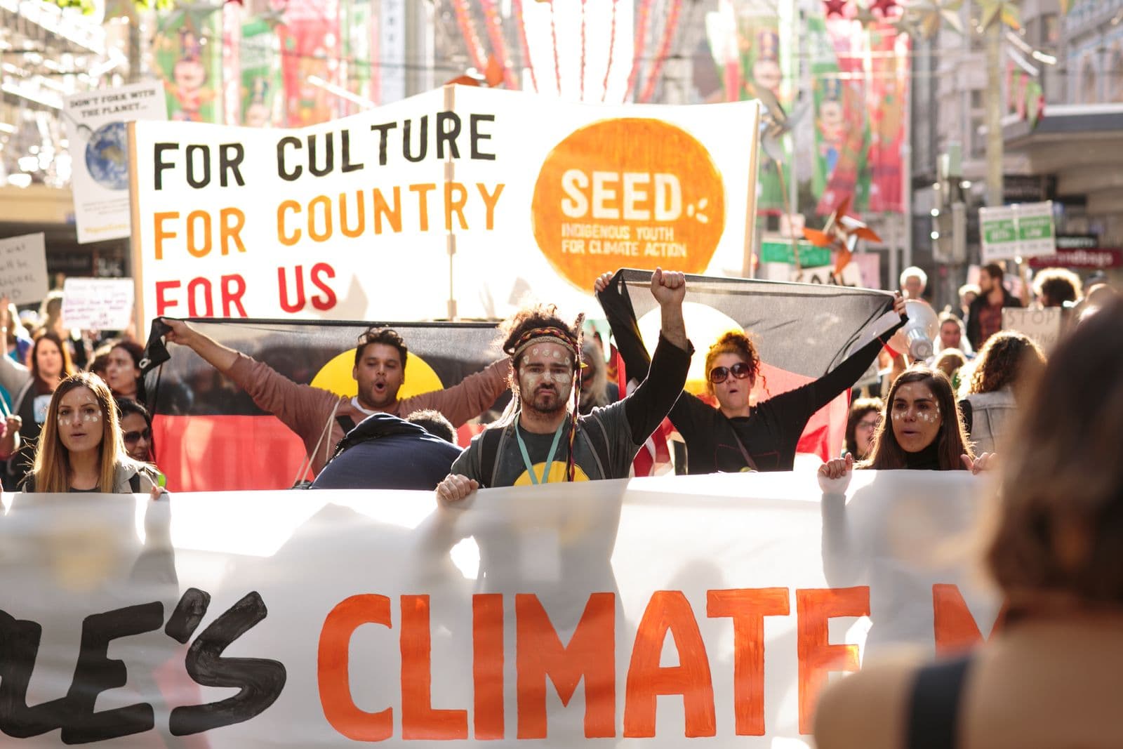 Group of protestors in climate march