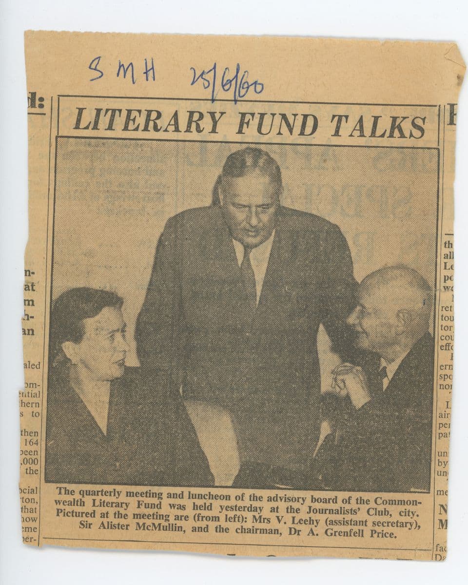 Newspaper article Literary Fund talks feat. Valda Leehy