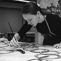 Female artist in an art studio creating art