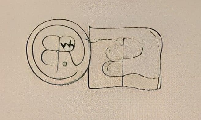 Sketch of rounded and rectangular stamp