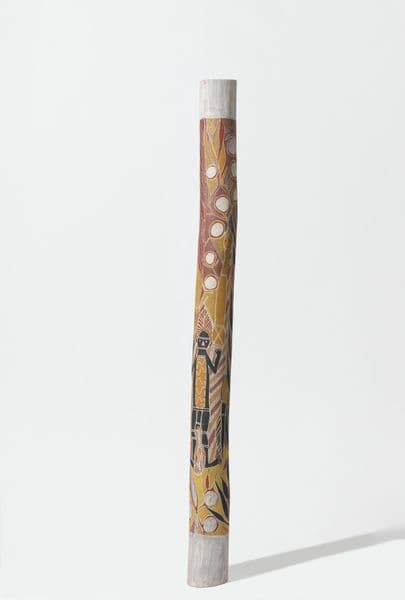 Traditional First Nations Burial pole with human and bush apple imagery