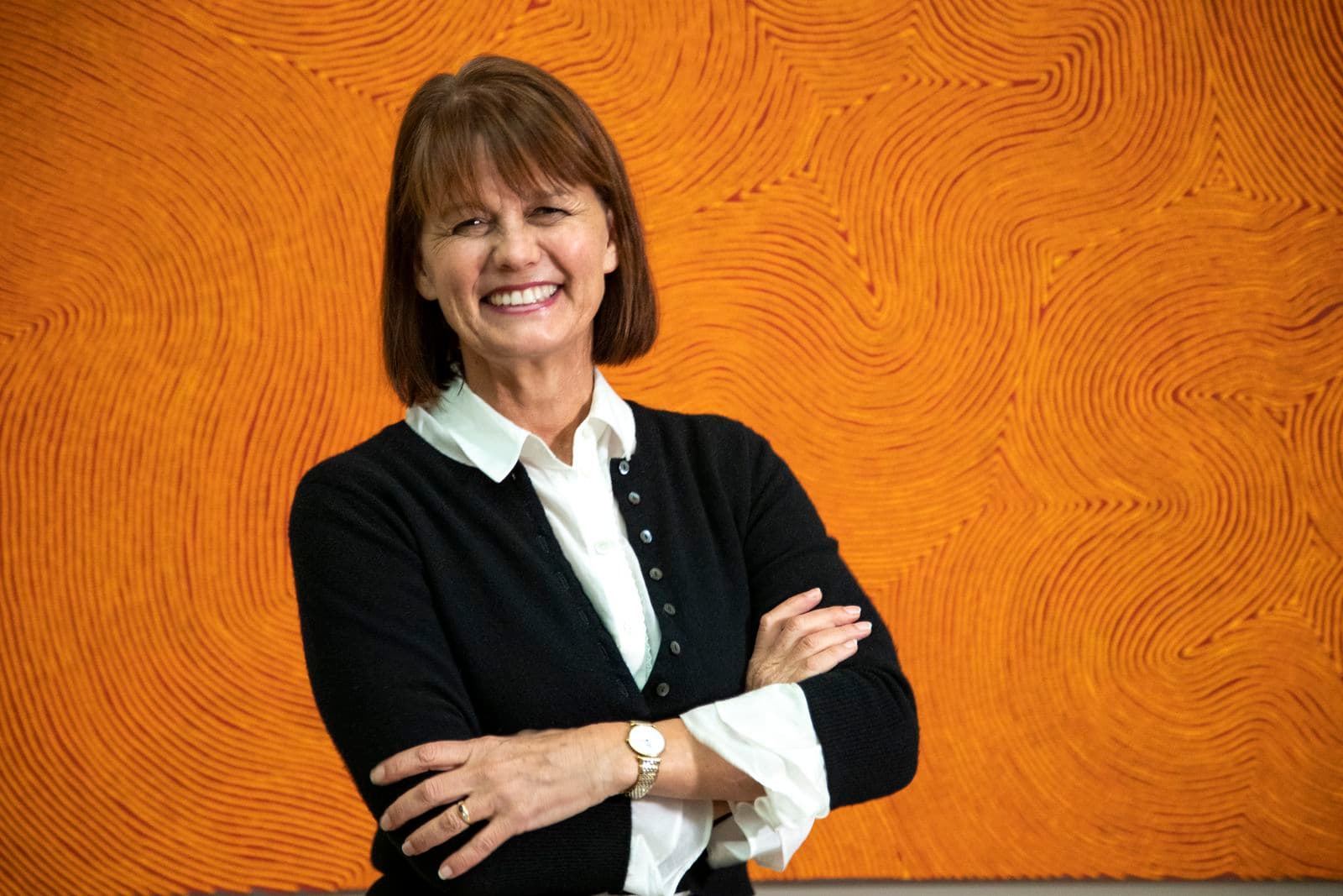 Vertical portrait of smiling woman