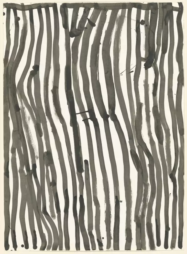 A painting of black stripes on a white page
